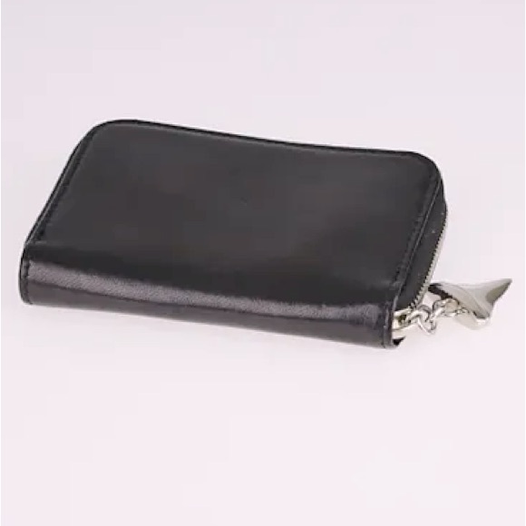 💯 Givenchy Black Lambskin Leather Shark Tooth Coin Purse Wallet - Unisex - Picture 2 of 10